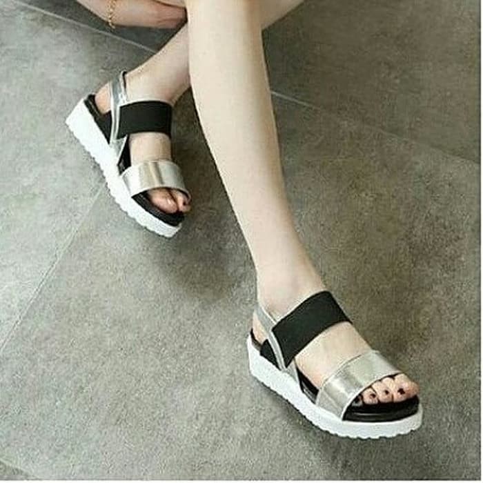 WEDGES SANTAI MAIN MALL KOREA WANITA DATAR FLATFORM LUCU MURAH CEWEK SPONS MODEL IMPORT