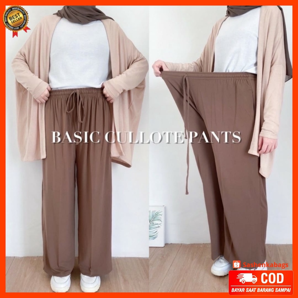 Basic Kulot Pants Bumil Friendly Celana Kulot Jumbo Moscrepe