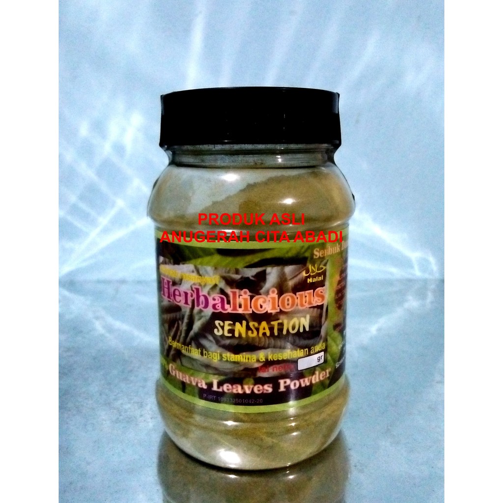 

Daun Jambu Biji Bubuk Herbalicious Sensation Pure Guava Leaf Powder 250gr Toples Plastik