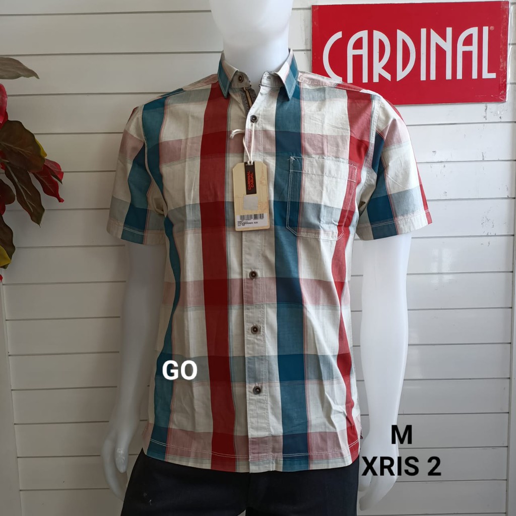 gof M CARDINAL KEMEJA CASUAL Pakaian Atasan Pria Kemeja Reguler Hem Casual Santai Lengan Pendek