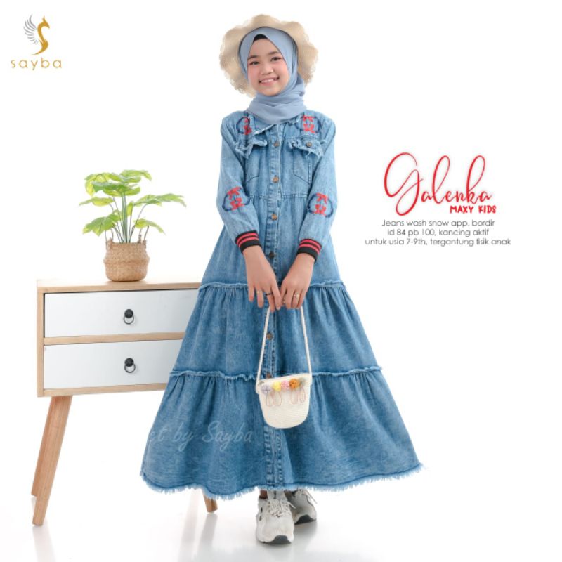 Galenka Kids maxy - gamis anak - lepis anak - kids levis - baju gamis kecil - umur 9-13 tahun - musl
