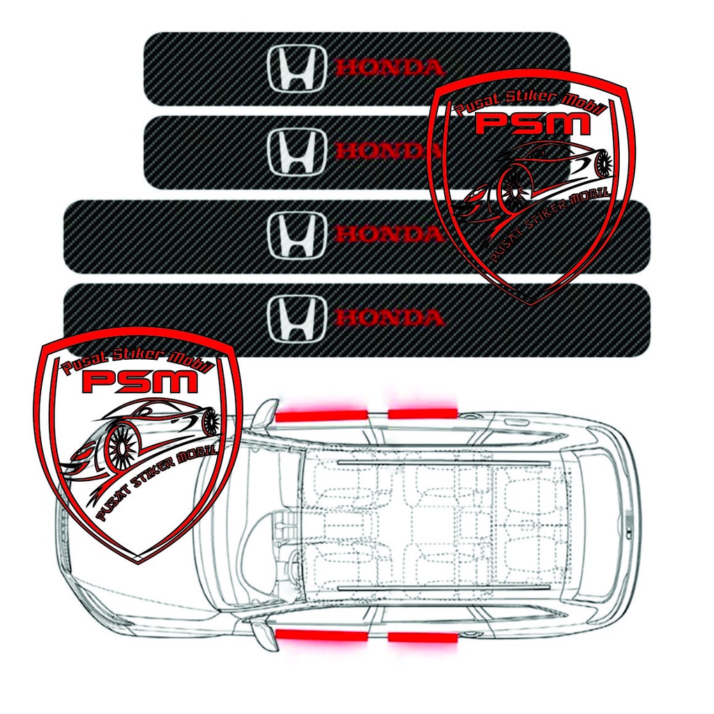 4 pecs stiker carbon 3D stiker mobil honda jazz honda brio stiker pengaman mobil honda Aksesoris,