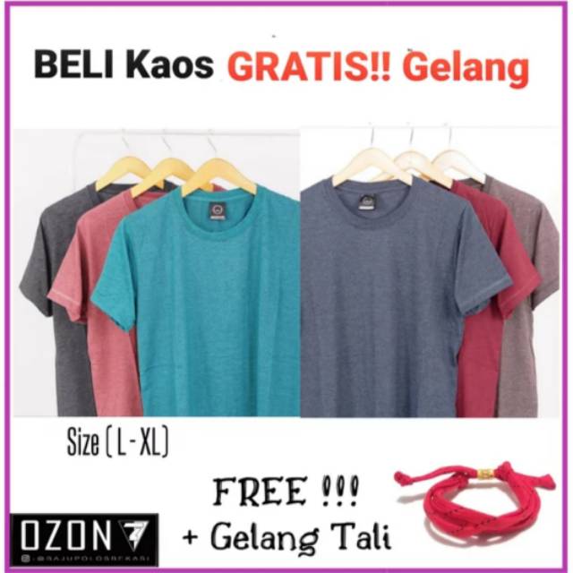 Kaos baju polos twotone misty GRATIS gelang tali sepatu pria dan wanita