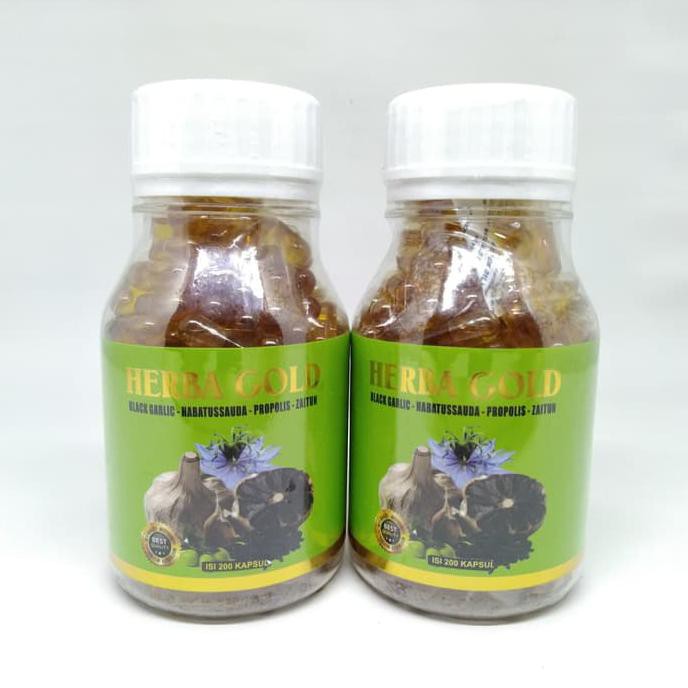 [[BISA COD]] Kapsul Herba Gold isi 200 - Black Garlic Habbatussauda Propolis Zaitun TERBAIK Kode 273