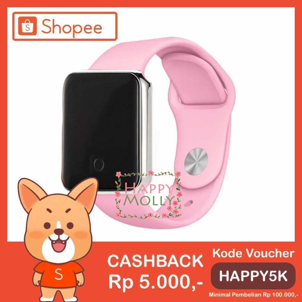 Touch Screen★LED Watch [ Baby Pink Silver ] Jam Tangan Digital Pria &amp; Wanita - Strap Rubber