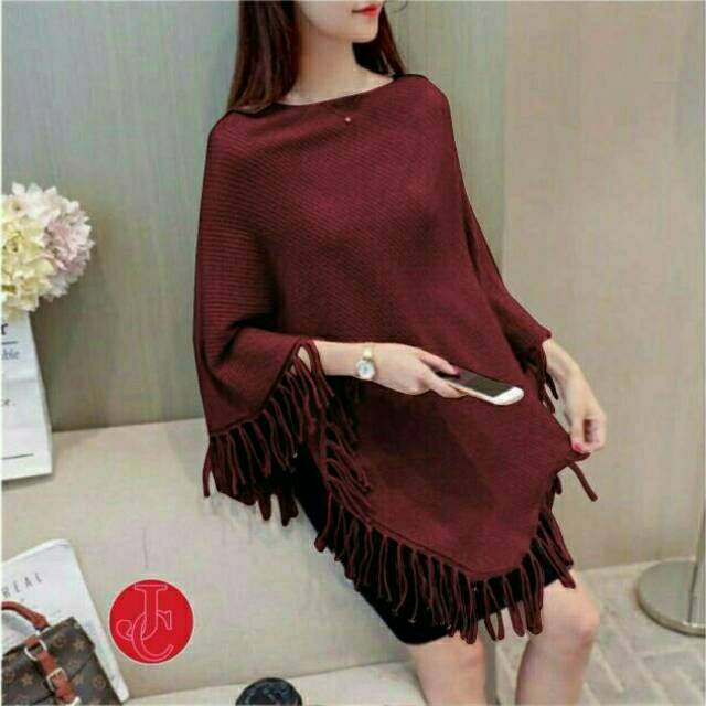 Baju Atasan Cewek Wanita Rajut Poncho Murah Terbaru