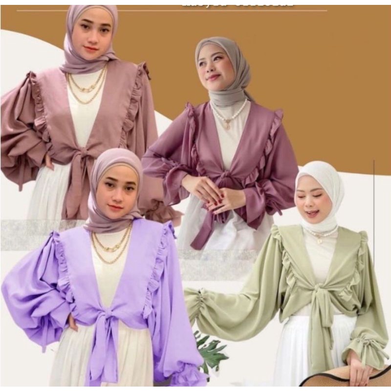 kardigan crop korean style outer hijab kekinian vintage outfit wanita cardigan sifon polos