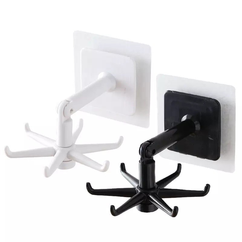 Gantungan Hook Putar 6Kait tempel-hanger hooks 6 dapur kitchen set 360 Derajat Dinding Serbaguna multifungsi tempelan