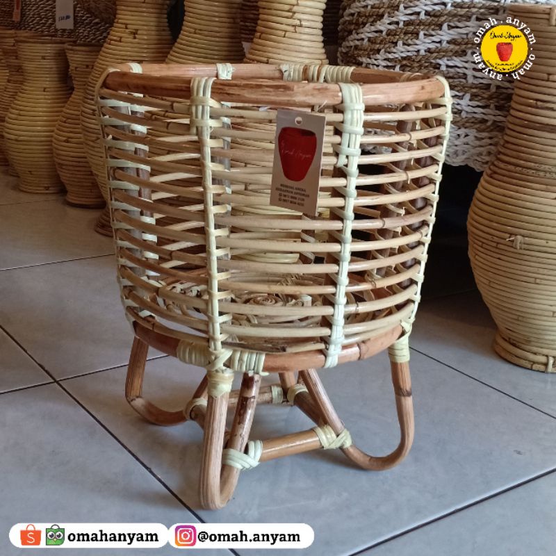 Jual Vas Standing Pot Rotan Standing Pot Rotan Cover Pot Rotan