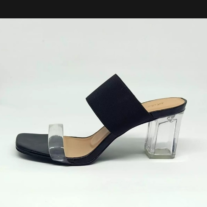 Sandal heels hak kaca wanita jely tranparan