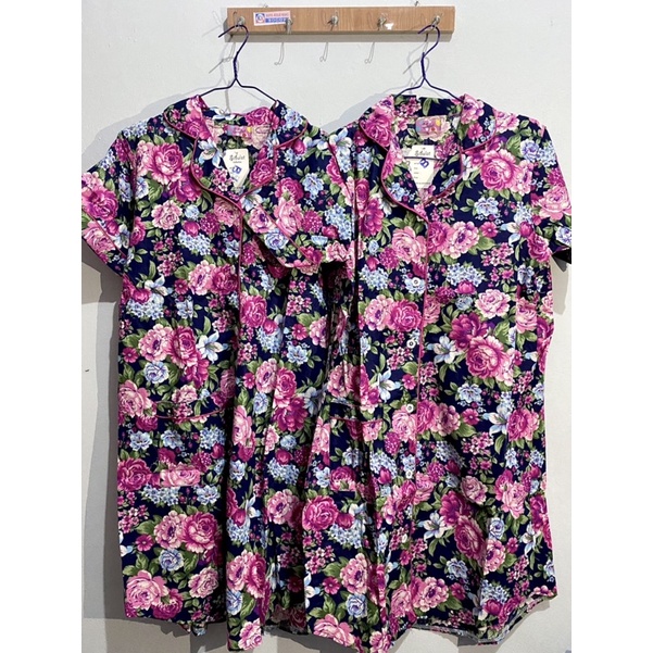 BAJU TIDUR PIYAMA WANITA MOTIF BUNGA BAHAN KATUN JEPANG HALUS