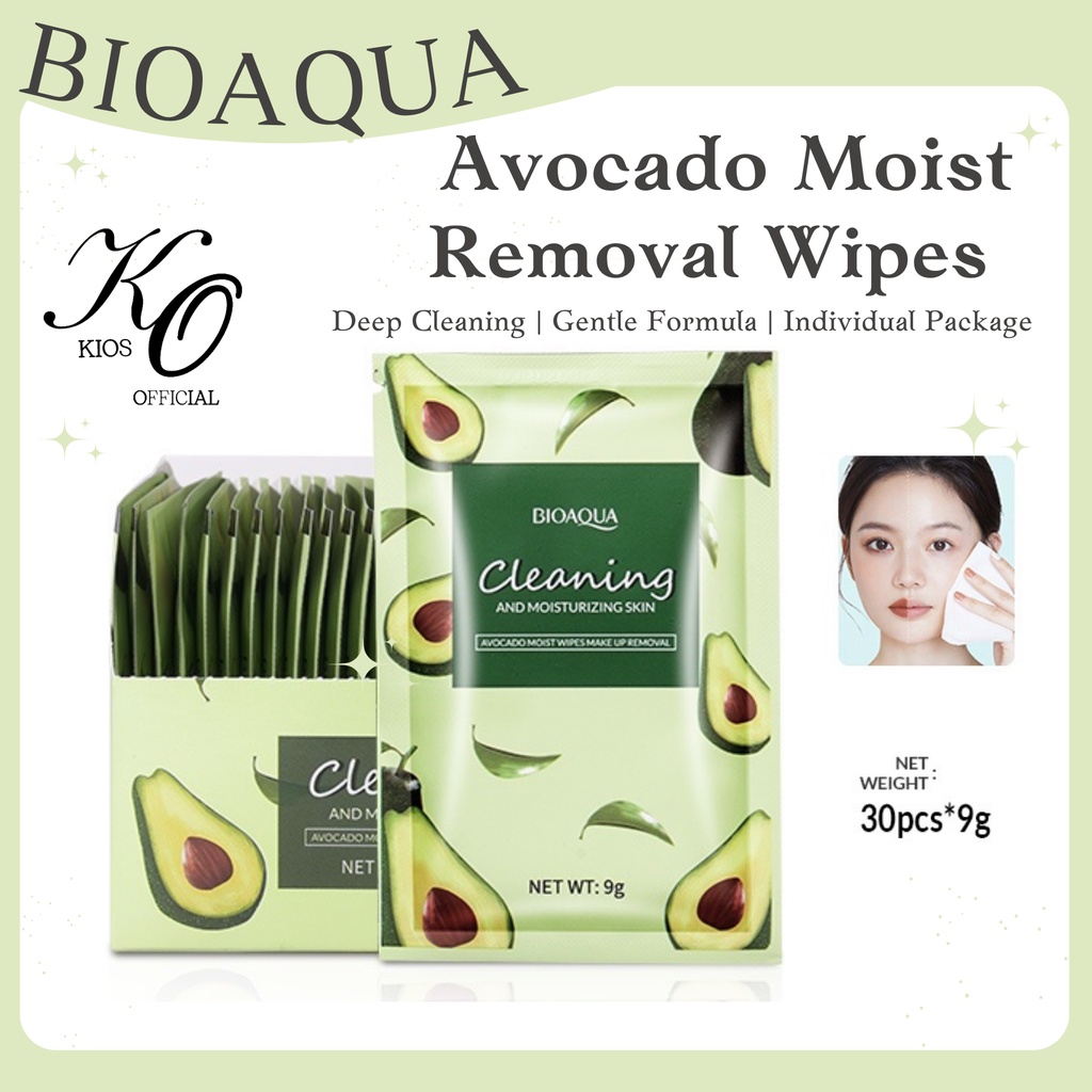 Bioaqua Peach Delicate Skin Makeup Removal Wipes &amp; Avocado Moist Wipes Makeup Removal 9g