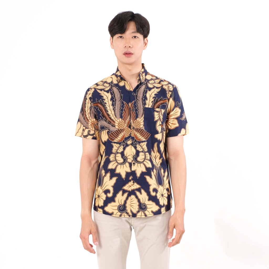 SANVANINA Kemeja Batik Pendek Premium Slim Fit Gendongan - E-7001