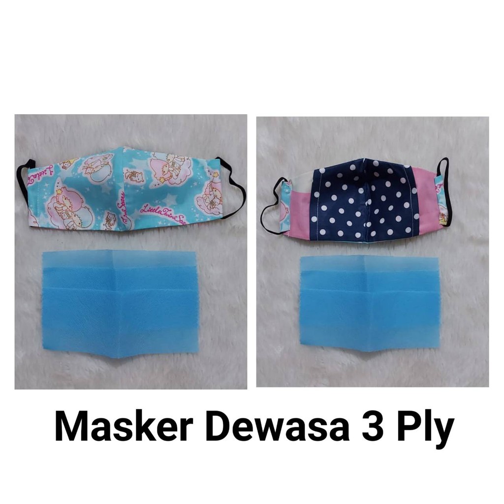 Masker Dewasa 3 Ply Free Filter 3 Lembar ( Bisa Masuk Tissue )