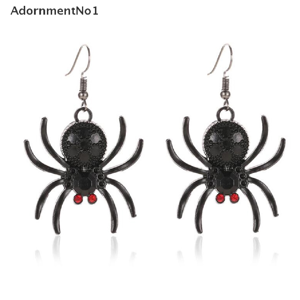 (AdornmentNo1) Anting Tusuk Gantung Desain Laba-Laba Hias Kristal Gaya Gothic / Hip Hop Untuk Halloween