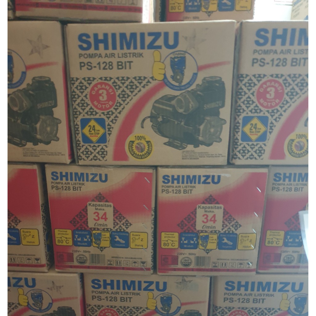 Shimizu Pompa Air Sumur Dangkal Non Auto Otomatis PS 128 BIT / PS128BIT / PS-128 BIT