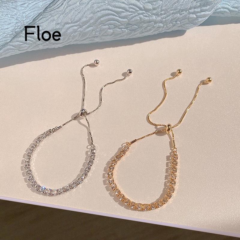 Fl Gelang Tangan Wanita Hias Zircon Adjustable Untuk Musim Panas