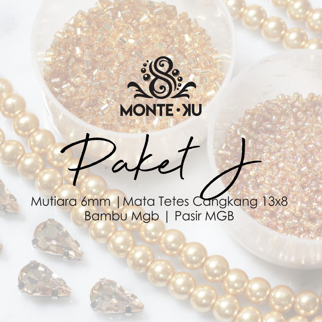 PAKET J Payet Pasir Bambu Tetes Cangkang 13x8mm Mutiara 6mm