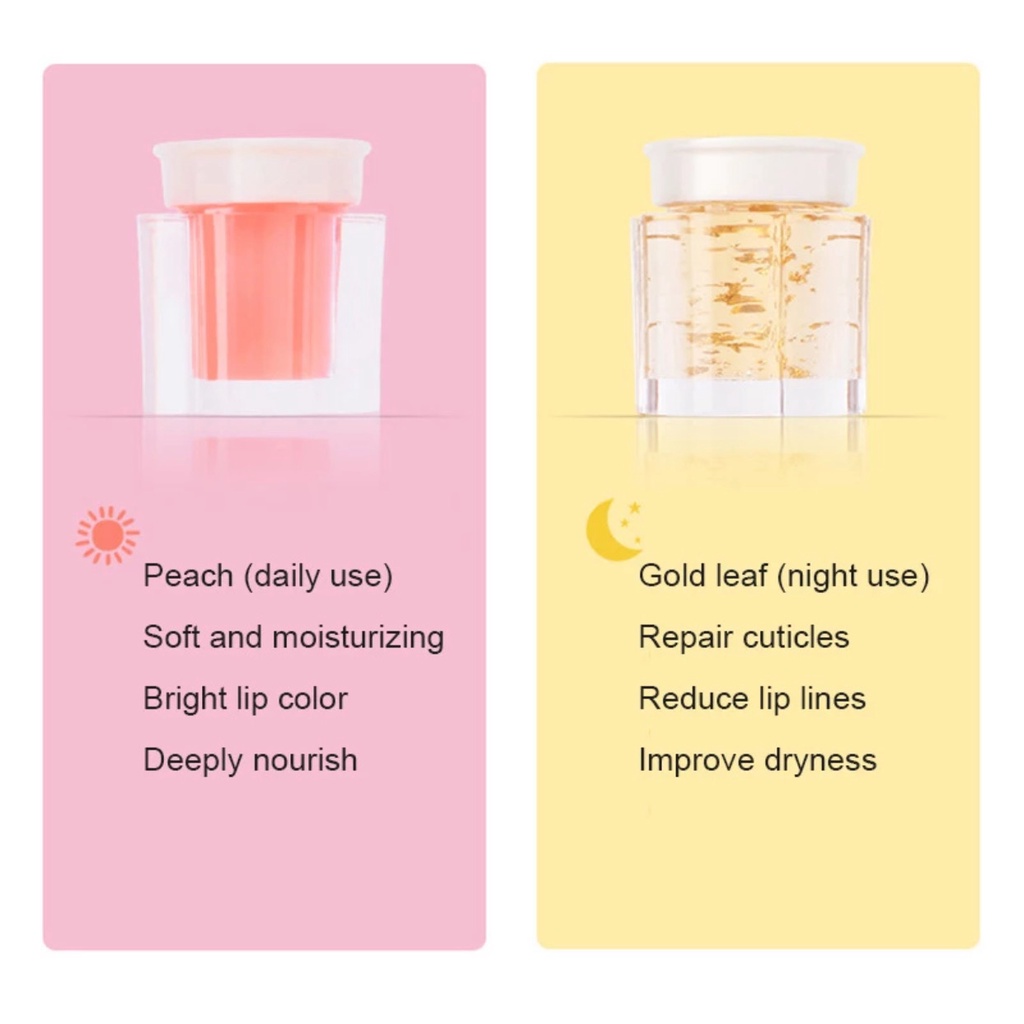 𝐋𝐈𝐏 𝐂𝐀𝐑𝐄 - Strawberry &amp; Peach Lip Mask Day Night Melembabkan Mencerahkan Bibir Masket Bibir Pot