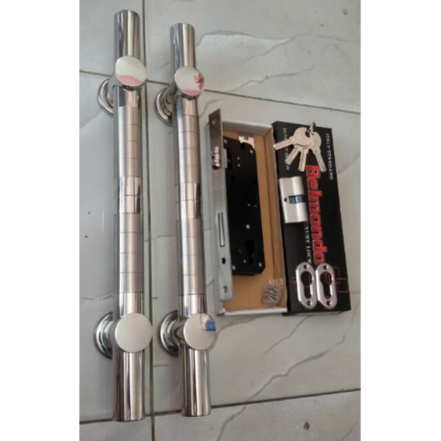 handle pintu stainless 45cm 1set+kunci