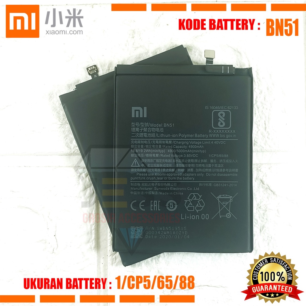 Baterai Battery Original Xiaomi BN51 BN-51 For Tipe HP Redmi 8 - M1908C3IG &amp; Redmi 8a - M1908C3KG &amp; Redmi 8A Pro - M201C3K3I