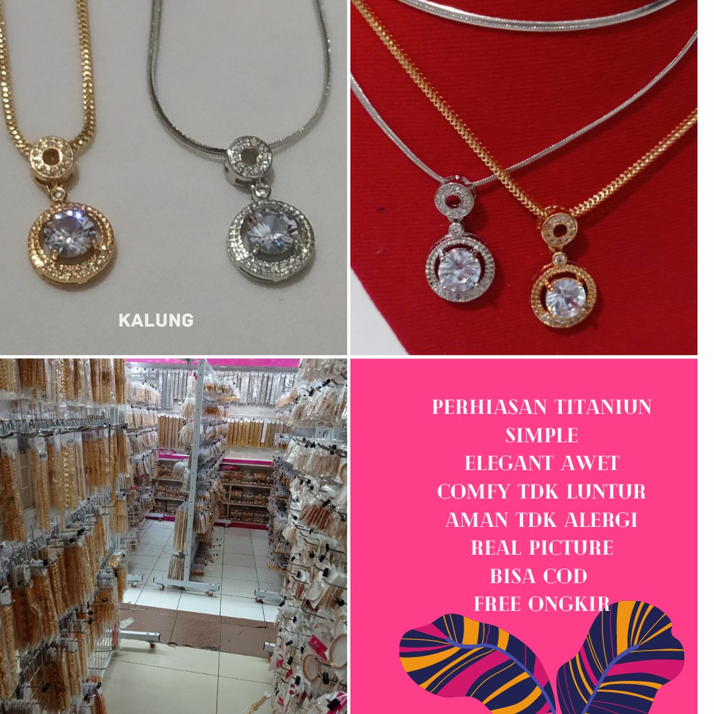 Perhiasan titanium asli wanita kalung xuping set