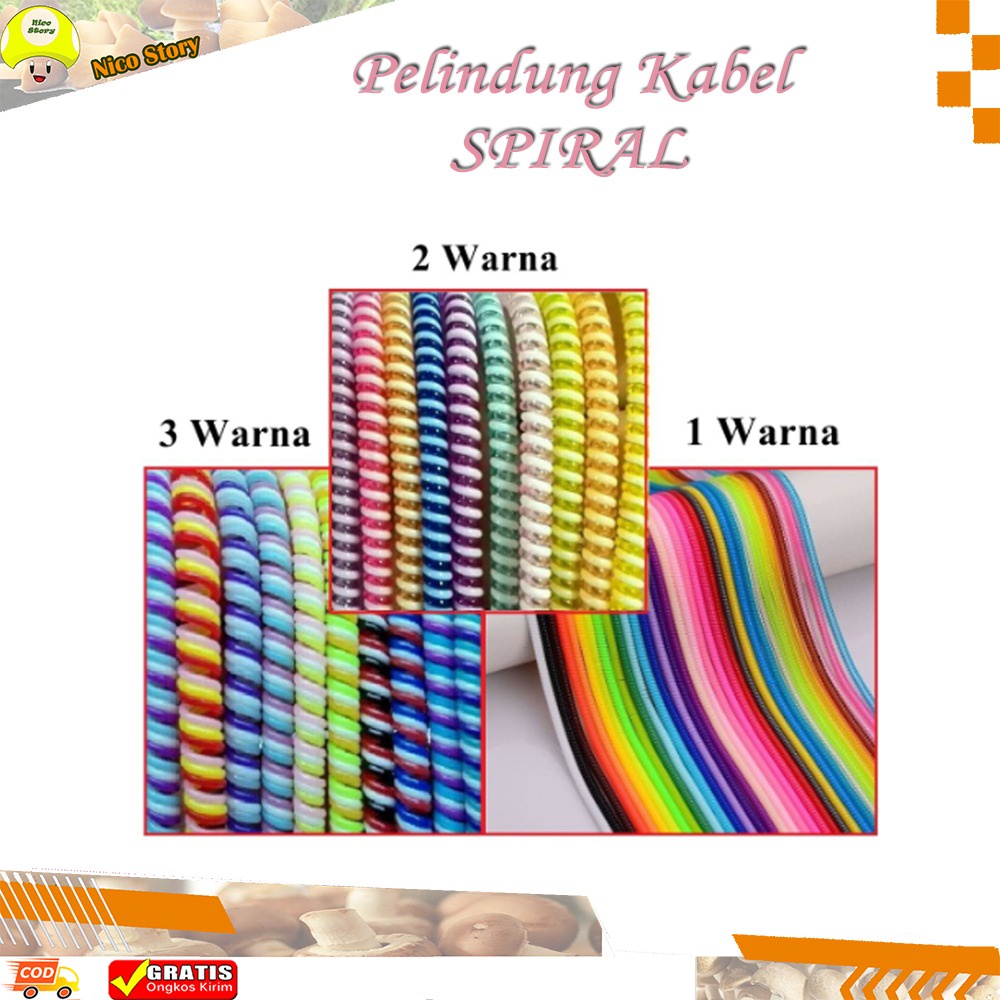 (NCS) MURAH  Pelindung Kabel SPIRAL Pengaman Pelilit Kabel Charger 1/2/3 Warna / Cord Protector Cable