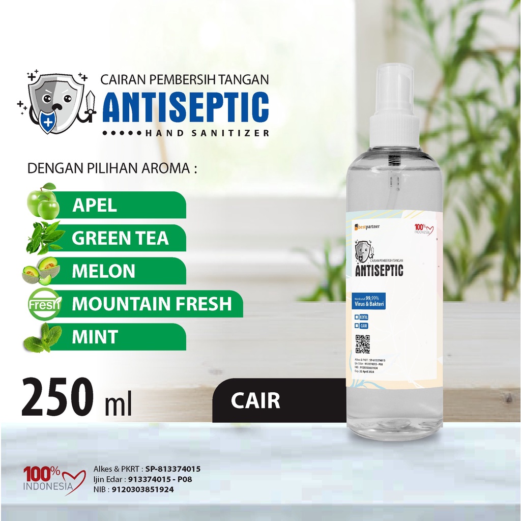 Hand Sanitizer Cair Antiseptic  Putihan Macam Varian  Aroma Segar 250 ml Spray + Free Bubble Wrap