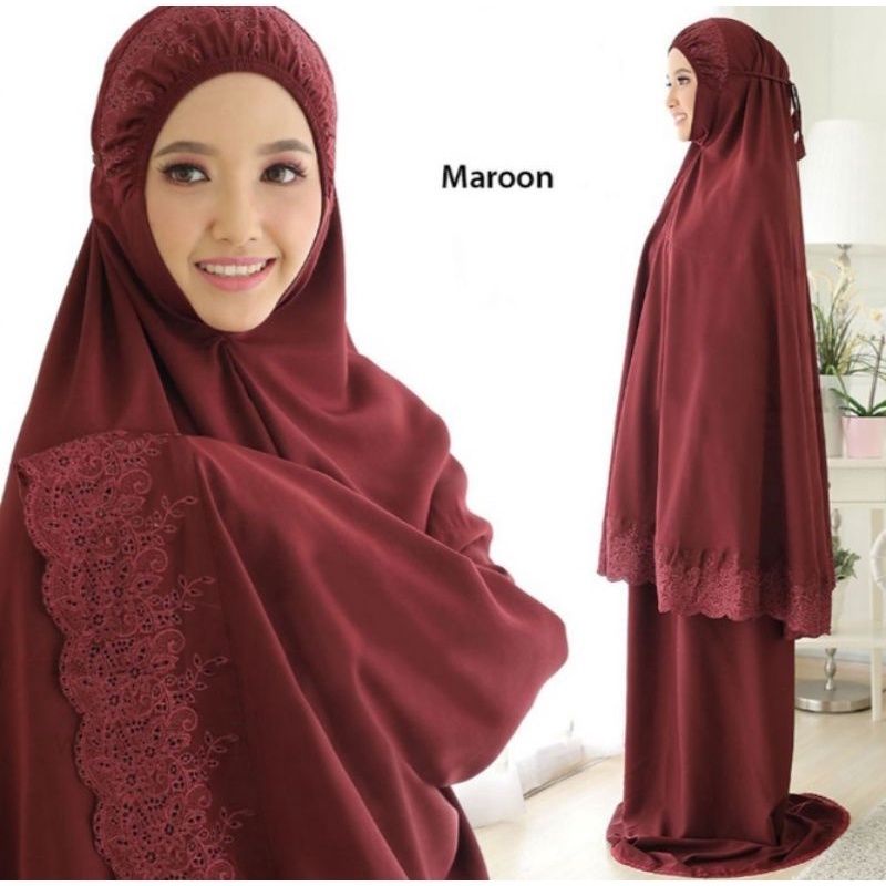 Mukena khadijah bordir / mukena polos bordir