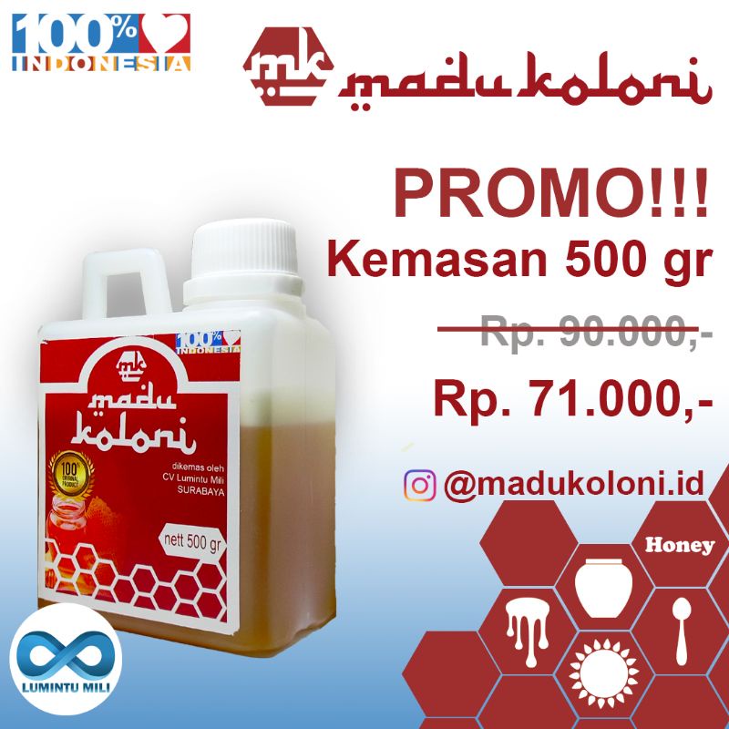

Madu Koloni kemasan 500 gram