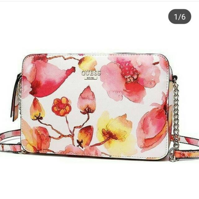 Tas guess floral pink bag