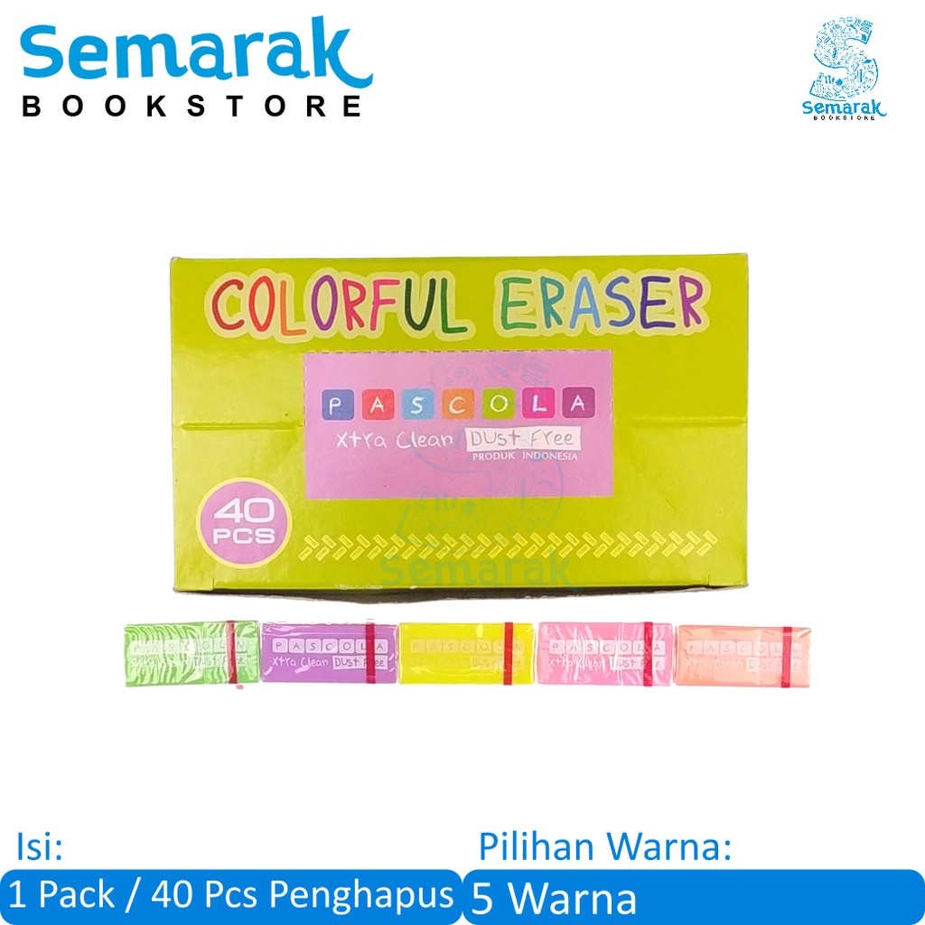 

Pascola Colorful Eraser Penghapus Pensil Lucu Warna Warni [1 Pack / 40 Pcs]