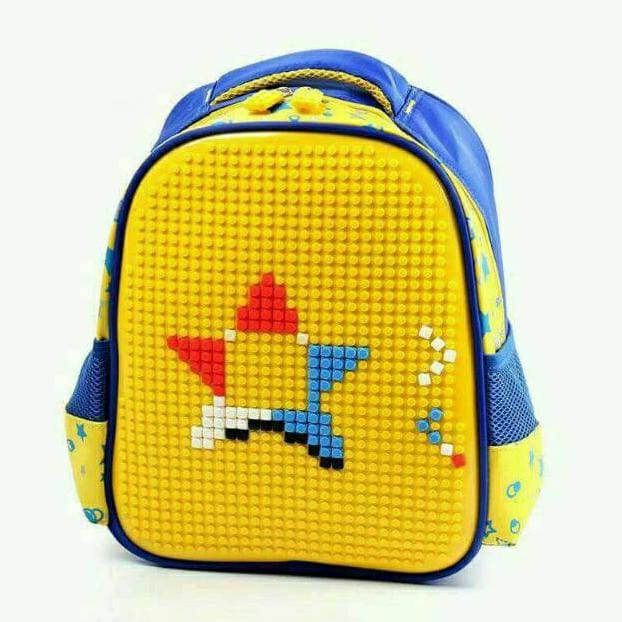 Tas Sekolah Anak TK Model Lego Ransel TK Playgroup Backpack Anak Perempuan dan Laki - Laki Free Pixel Lego