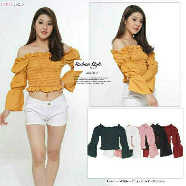 Sabrina full kerut lengan jenjang