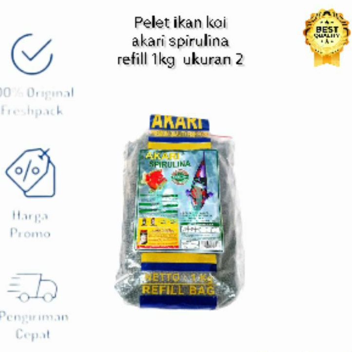 Akari Spirulina Refill 1Kg Size 2MM Pelet Pakan Ikan Hias Koi Koki