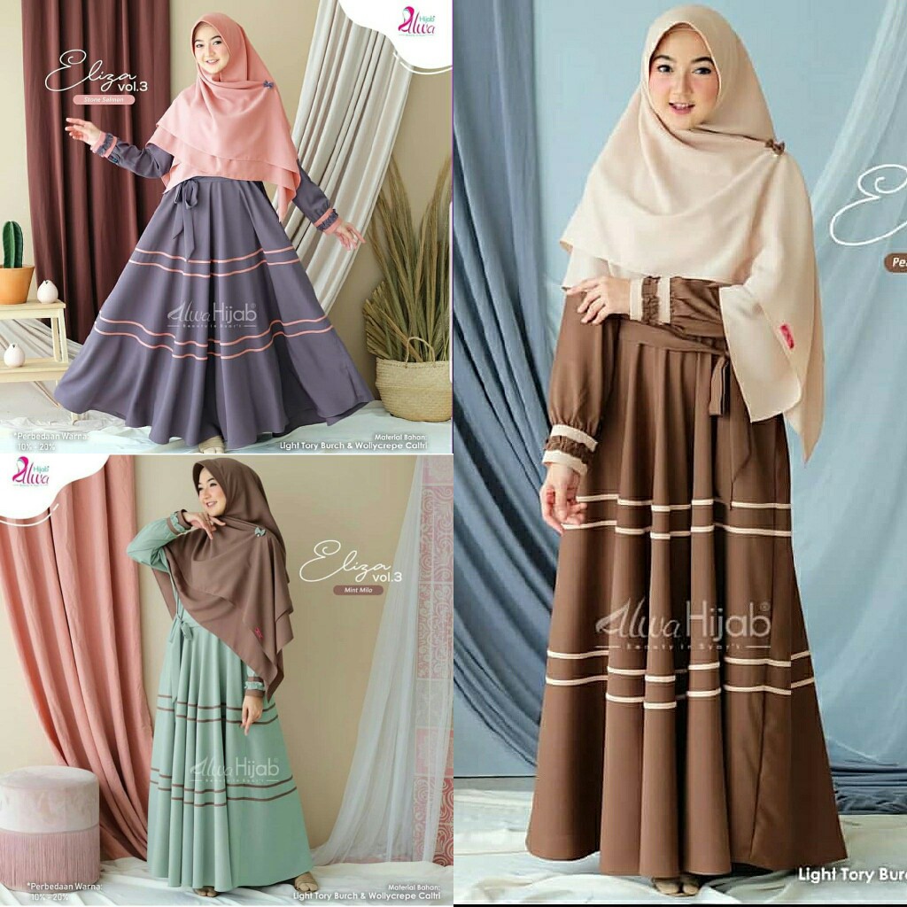 Bisa COD ELIZA SYAR I – Fashion Muslim Fashion Hits Baju muslim wanita Gamis Dress muslim