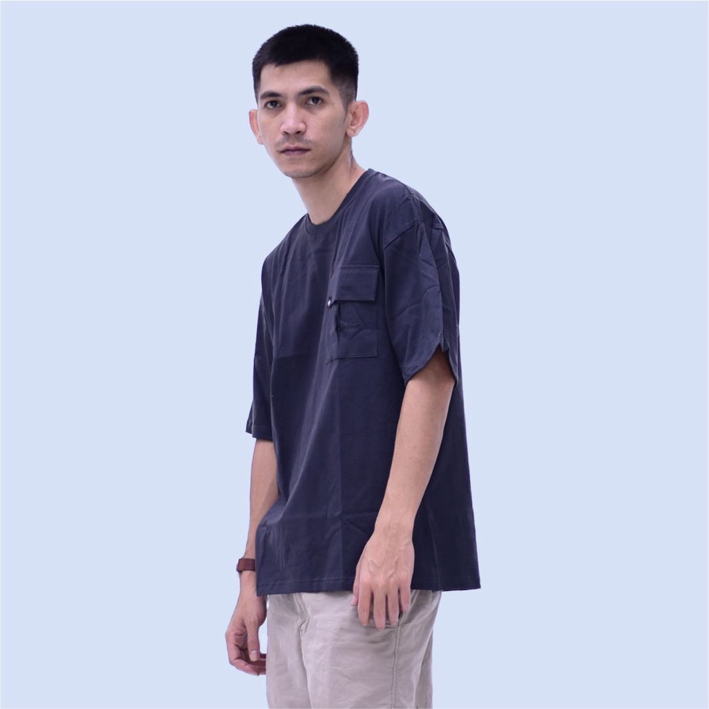 Oblong Oversize Pocket - Kaos Polos Oversize Abu Tua Unisex