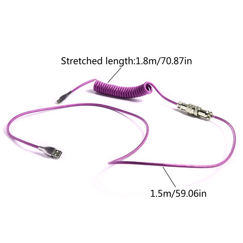 Btsg 1.5M 60inch Wire Mechanical Keyboard USB Cable Aviator- Untuk Keyboard Mekanik Kabel Coiled USB Type C Aviator-