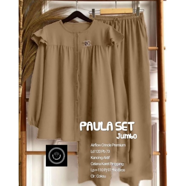Paula set setelan crinkle jumbo LD 120 XXL