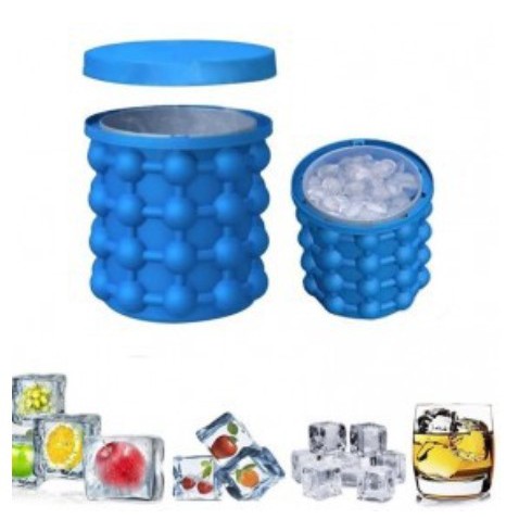 [PERLATAN RUMAH] - Ice Genie Pencetak Es Batu Ice Cube Maker 3D Silicone Mold - C01 - BlueIce