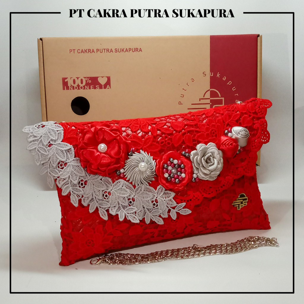 PSH Clutch Pesta Kondangan Cantik Tas Wanita Brokat Merak Premium