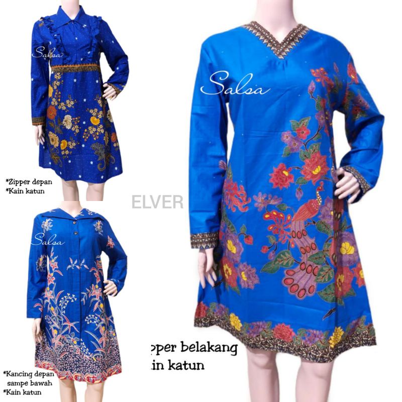 ATASAN BATIK SALSA BIRU PREMIUM UNGGUL JAYA