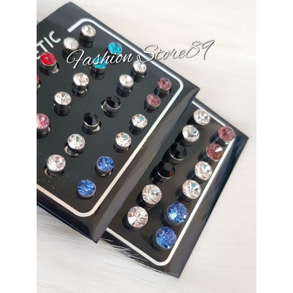 Ready Anting Magnet Permata Set permata putih set anting magnet permata warna