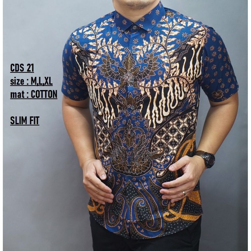 CBS 756 HEM KEMEJA BATIK PRIA SLIM FIT LENGAN PENDEK COLIN DION