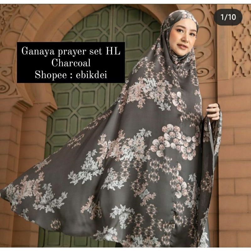 GANAYA PRAYER SET MUKENA  HEAVEN LIGHTS CHARCOAL