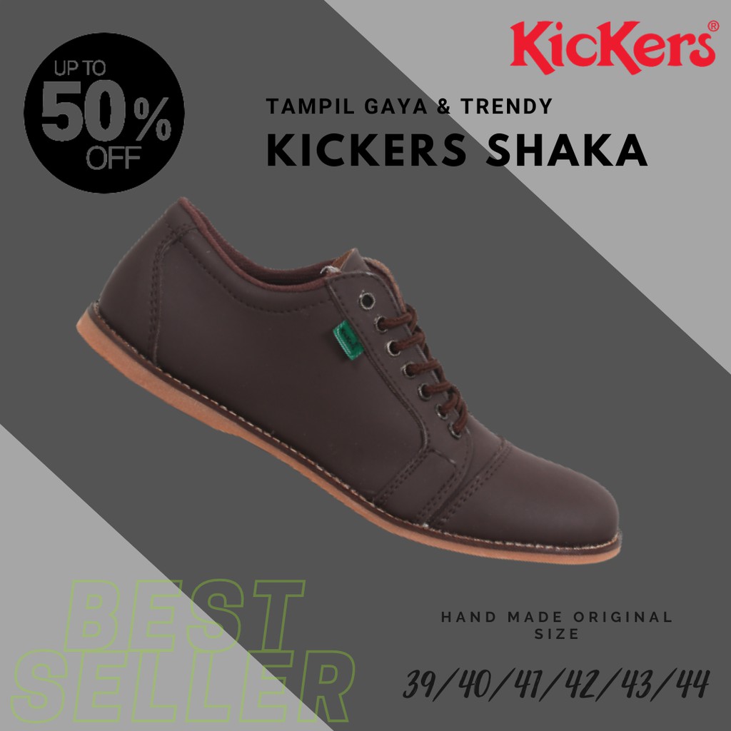 BISA COD!! Sepatu Kasual Pria Kickers Shaka Coklat Formal Tali Kerja Kantor Kondangan Kuliah Keren