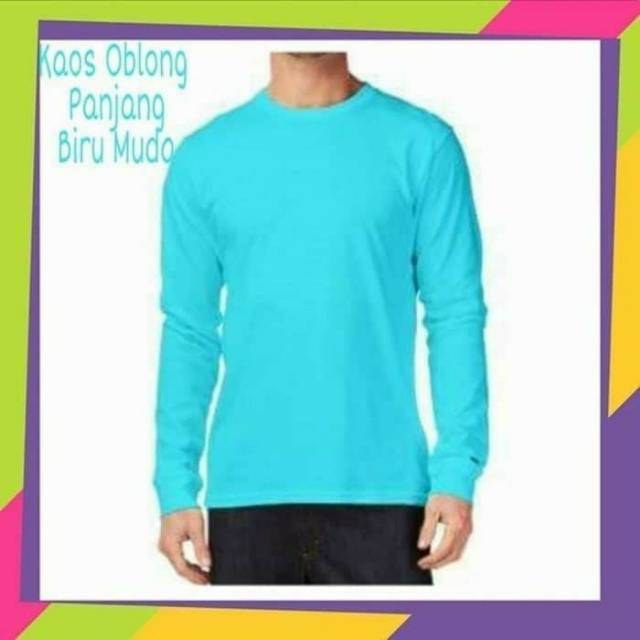 Kaos polos oblong tangan panjang murah seragam biru laut