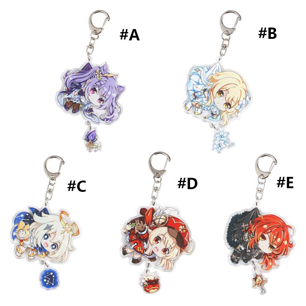 LANFY Cartoon Genshin Impact Creative Key Rings Keychain keqing Klee Hung Bag Pendant Diluc Venti Key Ring Holder