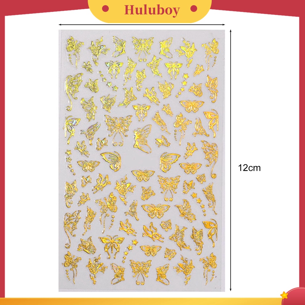 Huluboy Huluboy♡ 1 Lembar Stiker Nail Art Motif Kupu-Kupu Untuk Wanita