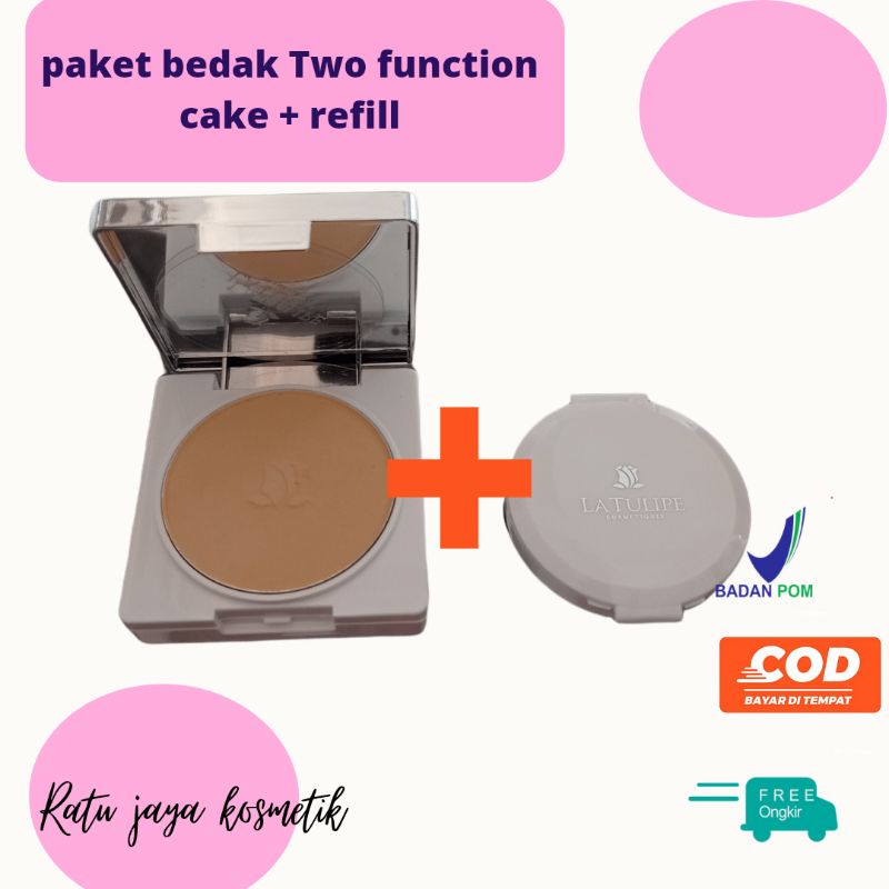La Tulipe Two Function Cake + Refill Bedak Padat Latulipe Latulip Refil Tahan Lama Anti Air